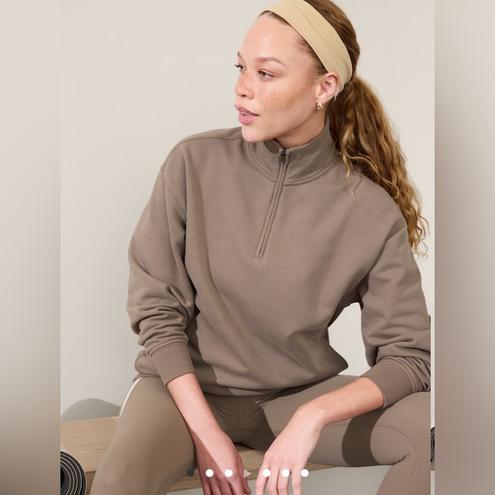 Athleta FOREVER FLEECE 1/4 ZIP SWEATSHIRT Pirite